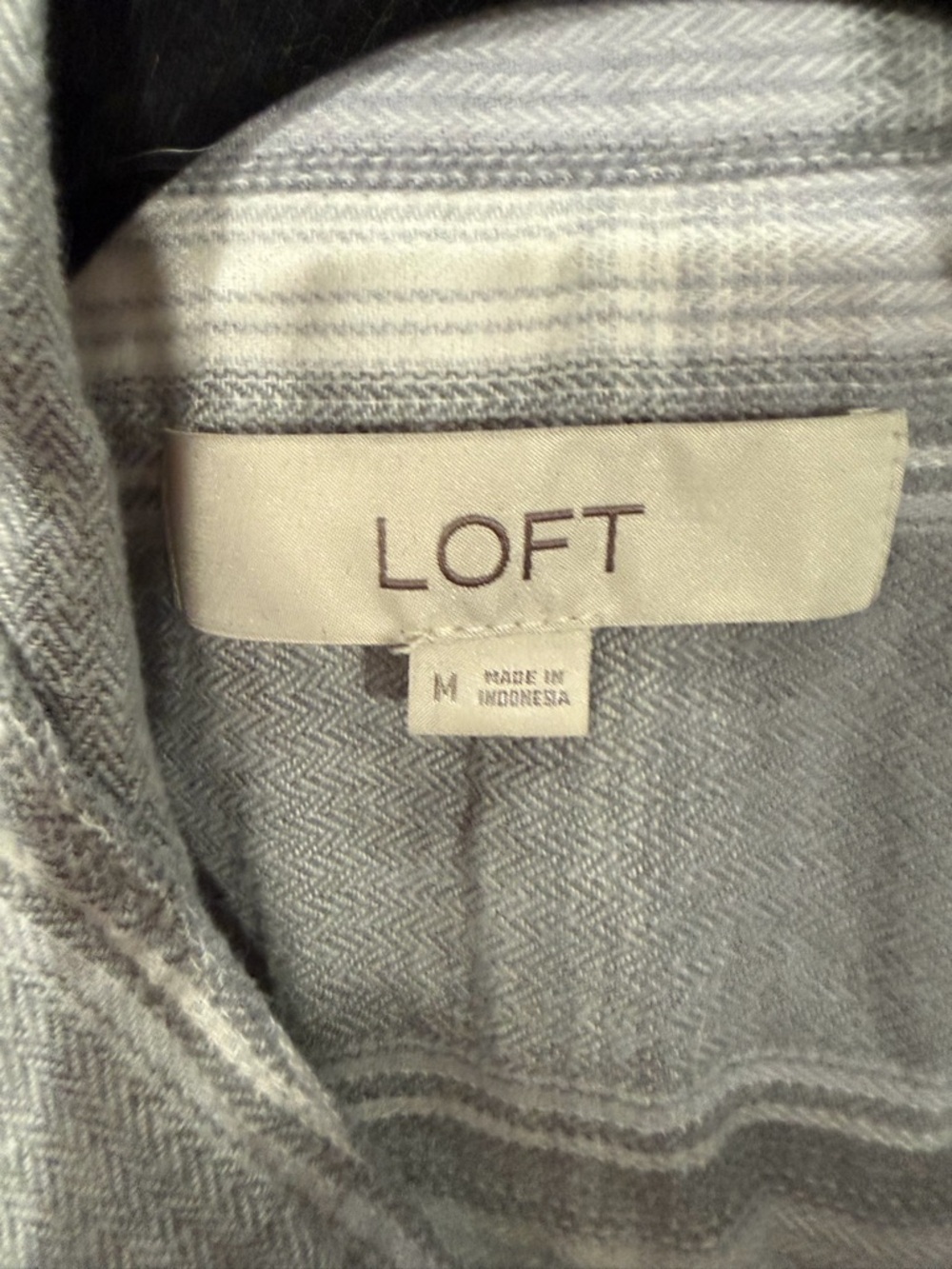 LOFT Gray Striped Button Down Shirt